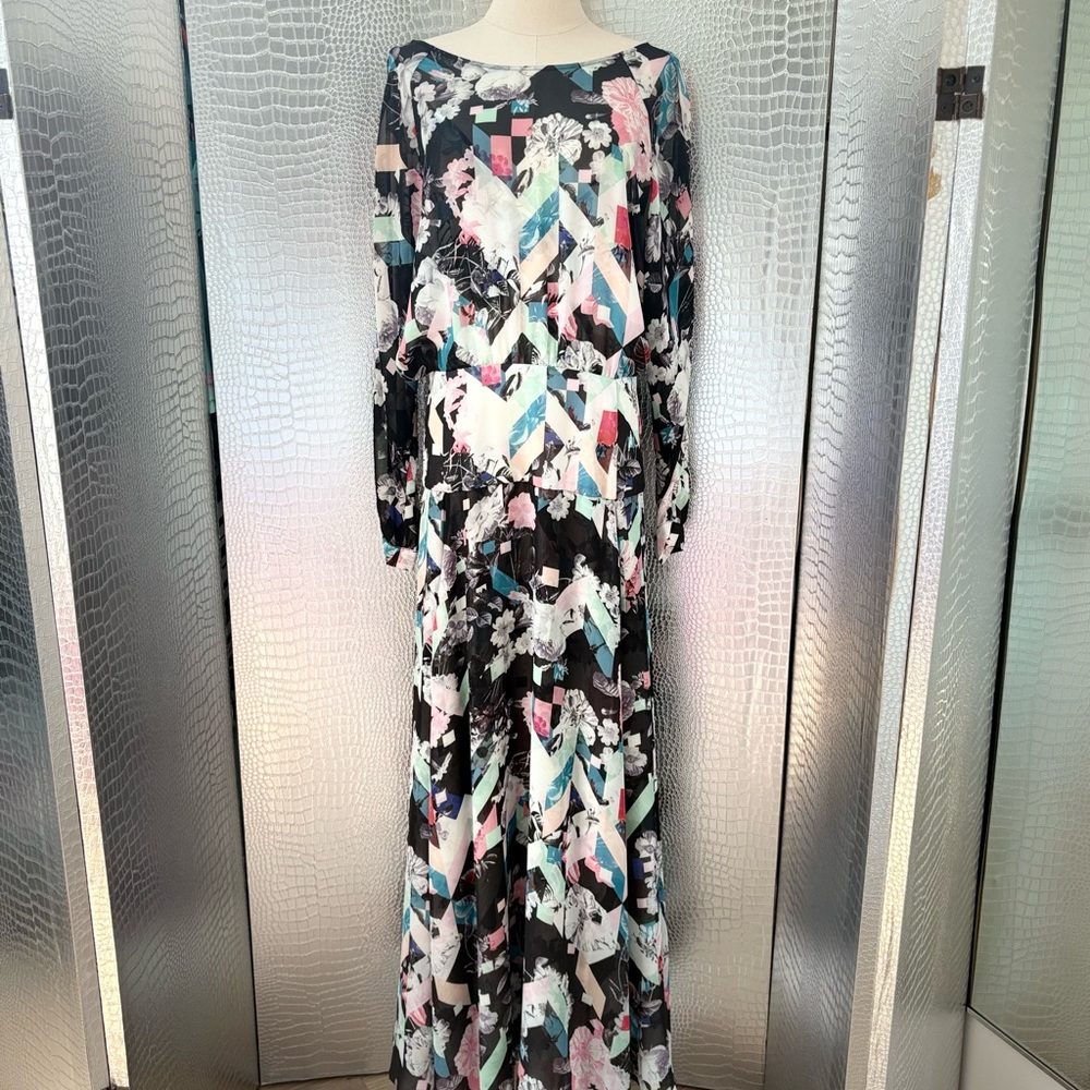 Rebecca Minkoff Black and White Dolman Sleeve Gown